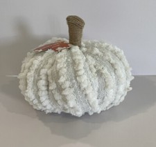 Plush Pumpkin Fall Thanksgiving Farmhouse Decor Cream Raffia Stem 6 x7