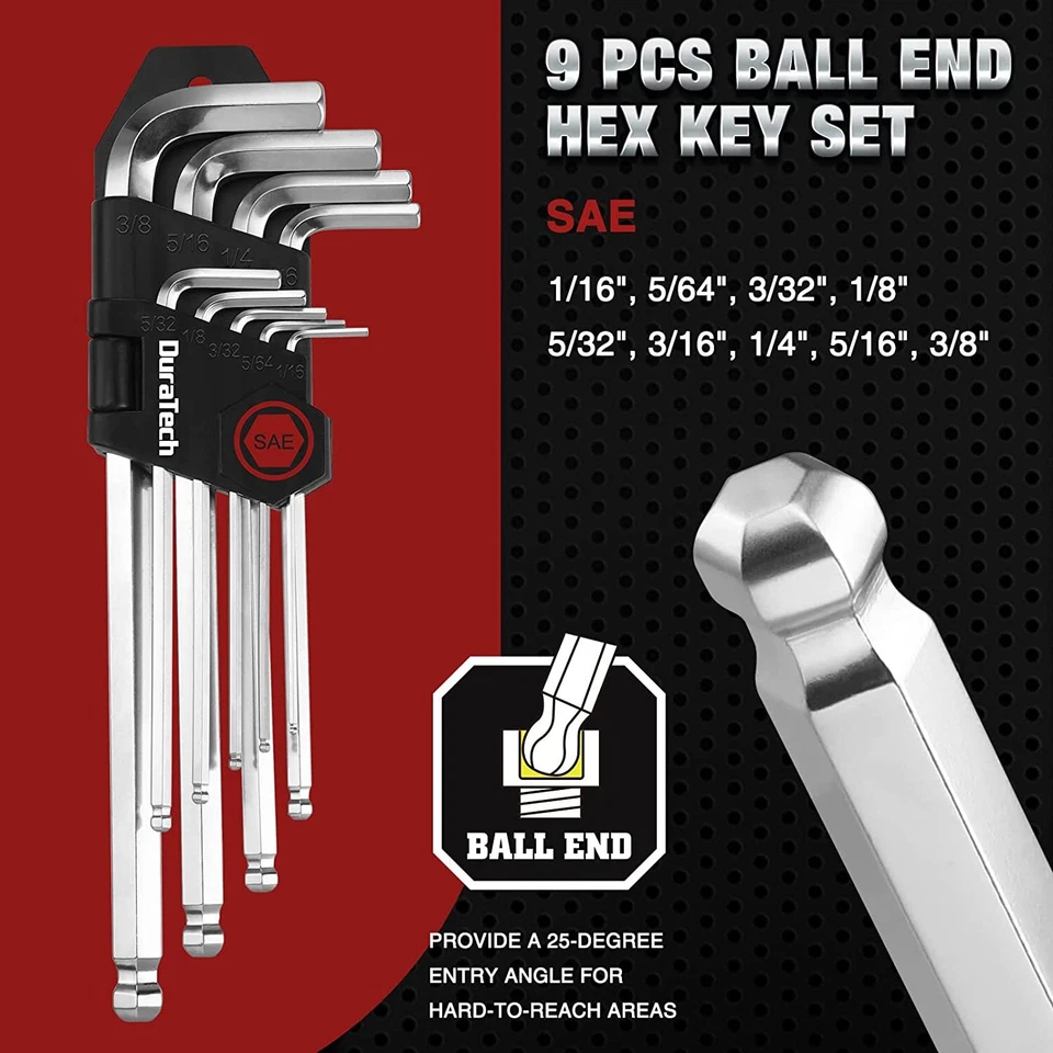 27-Pieces Allen Wrench Set Long Arm Torx Star Ball End Hex Key Sets SAE & Metric - Image 2 of 4