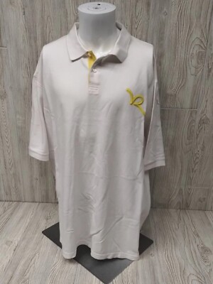 Roca Wear Shirt Mens 3XL Polo White Big Yellow Logo Casual Fun ACTIVEWEAR