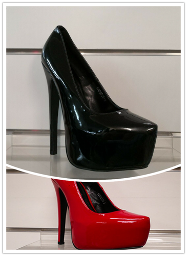 Decolte scarpe donna rosso lucido tacco 9.5 cm pelle sintetica