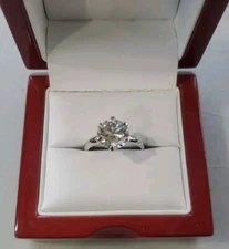925 Sterling Silver 2.50Ct White Round Cut Moissanite Solitaire Ring Size 6.5