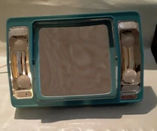 Vtg Mirror Go-Glow Portable Lighted 2-Way Make-Up Mirror w/Carrying Case