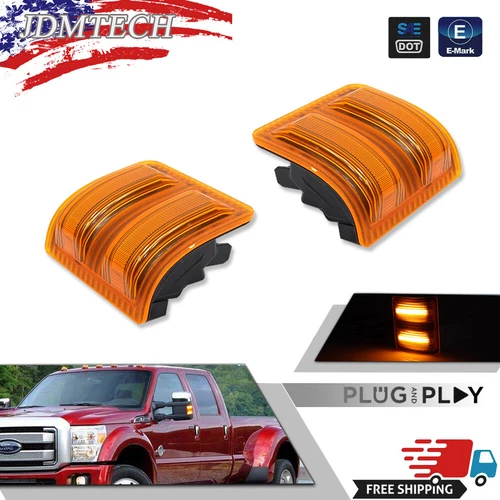 For 08-16 Ford F250 F350 F450 F550 Super Duty Amber Lens LED Side Mirror Lights