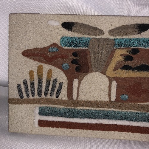 Fetish Bear Sand Art board 6x4 Artist Signed Southwestern/We Combine Ship - Picture 2 of 7