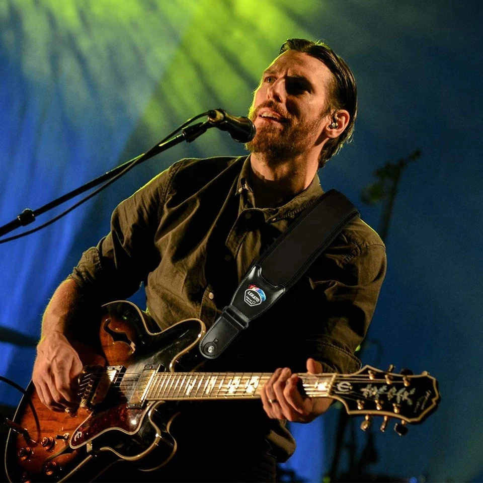 Electric Guitar Strap 3D Sponge Filling Adjustable Bass Belt 3.5" Wide Pad Soft - Image 3 of 4