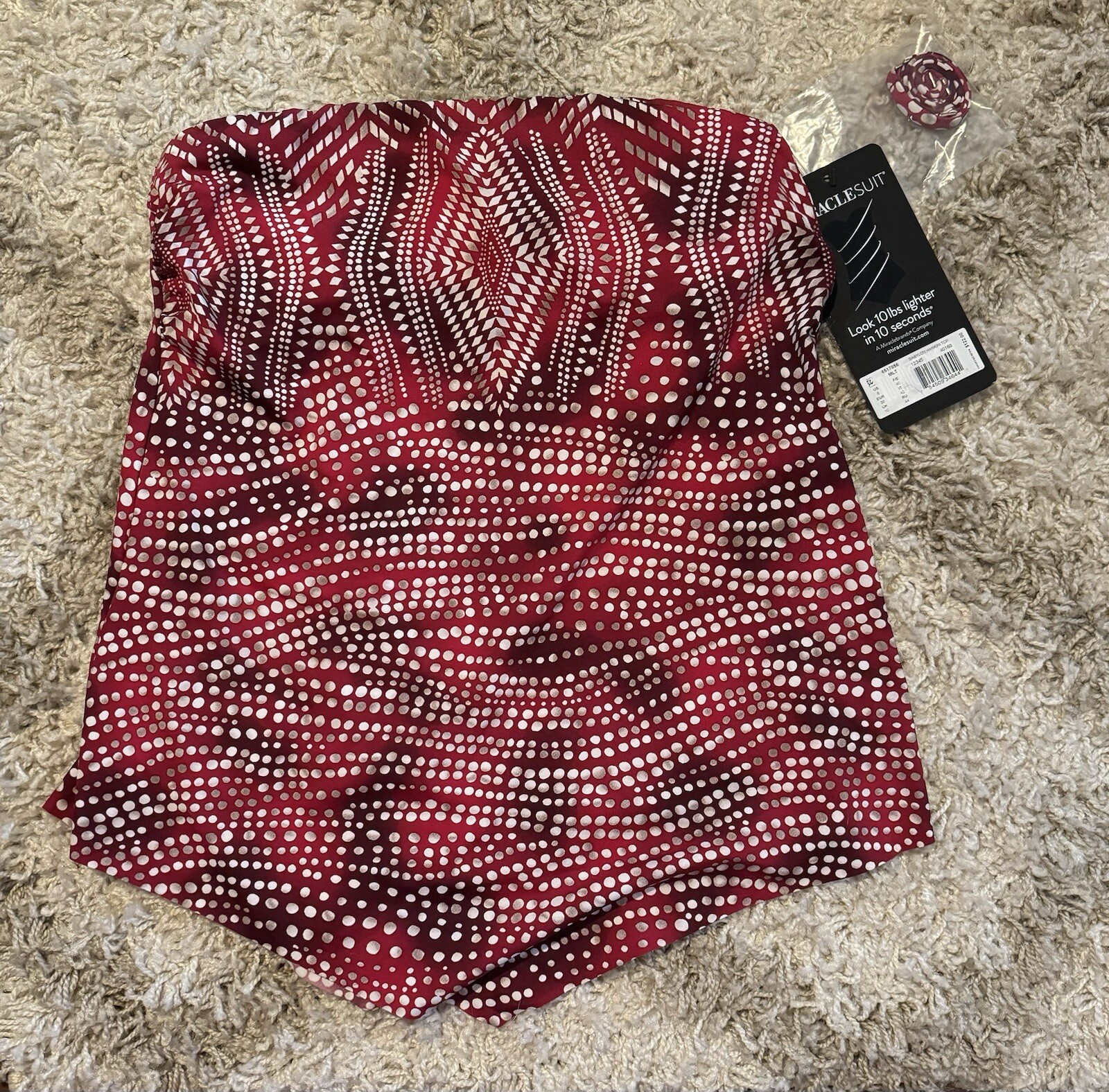 NWT Miraclesuit Red MULTI Babylon Tankini Top US Size 8 (MSRP RETAIL $122.00) image 4