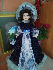 Ladies porcelain doll with handbag gift idea equal to new h 40cm