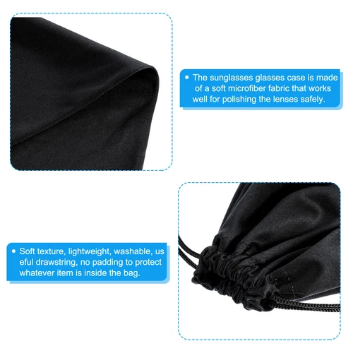 4 Pack Ski Goggle Bag Microfiber Snow Goggles Case Drawstring Pouch Black - Picture 4 of 6