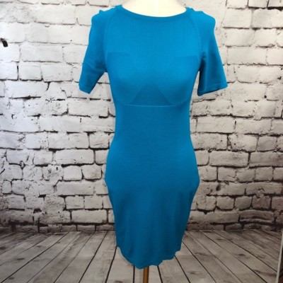 CW by Carin Wester Betty Dress Blue Rayon Knit Bodycon Size M