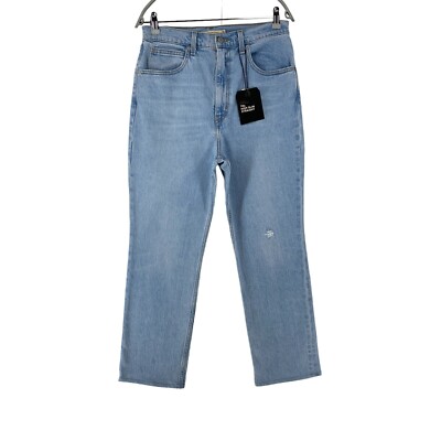 Levi's Premium Damen Blau 70s Hohe Taille Slim Straight Fit Zerrissene Jeans W30
