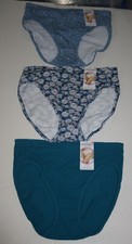New Jockey Women's size 7 Underwear 3 Pairs Hi Cut Cotton Stretch Flowers Stars