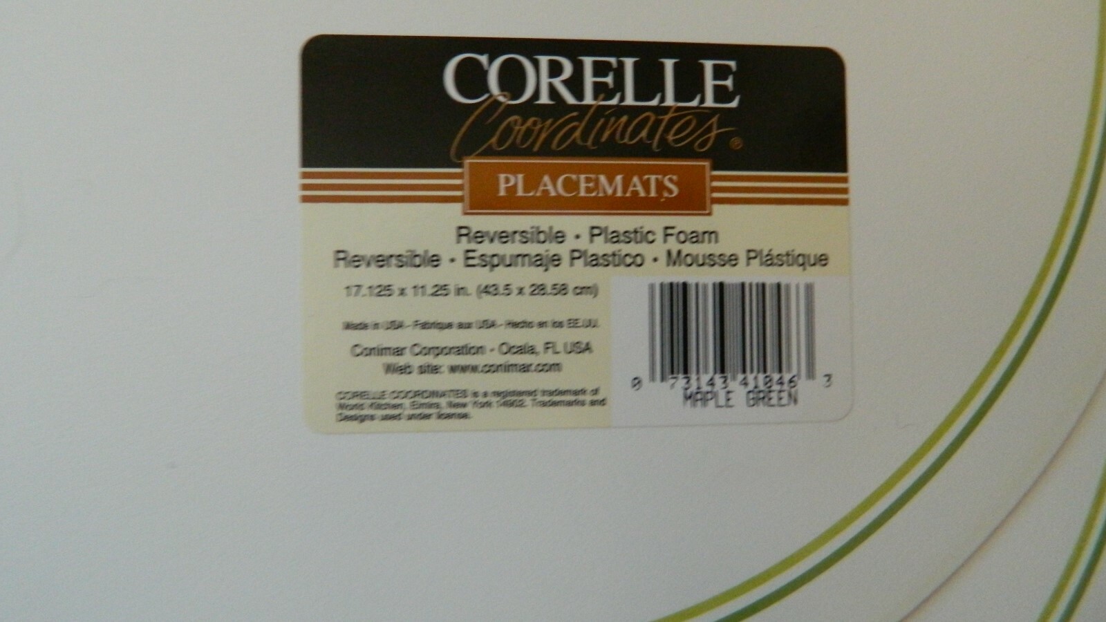 CORELLE APPLE GREEN LEAVES PLASTIC FOAM PLACEMATS x4 NEW + LABELS FREE USA SHIP eBay