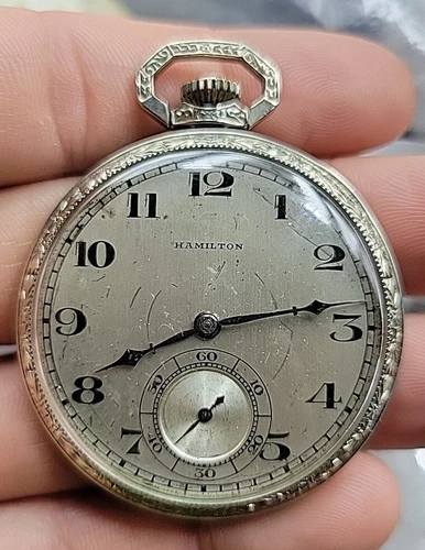 Antique Hamilton 922 Pocket Watch 14K GF 23J 12S For Repairs