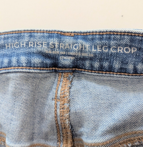 Jeans denim Chico's vita alta gamba dritta crop orlo grezzo lavaggio medio 3 16 - Foto 9 di 11