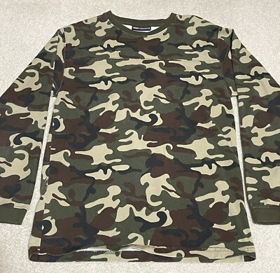 Faded Glory Camo Green Pullover Sweatshirt Youth Kids Boys Large 12/14 