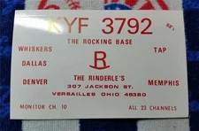 HAM CB RADIO QSL Trading Card "THE ROCKING R - RINDERLE'S - VERSAILLES OHIO"