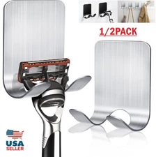 2Pcs Stainless Steel Adhesive Razor Holder Shaver Hanger for Shower Bathroom USA