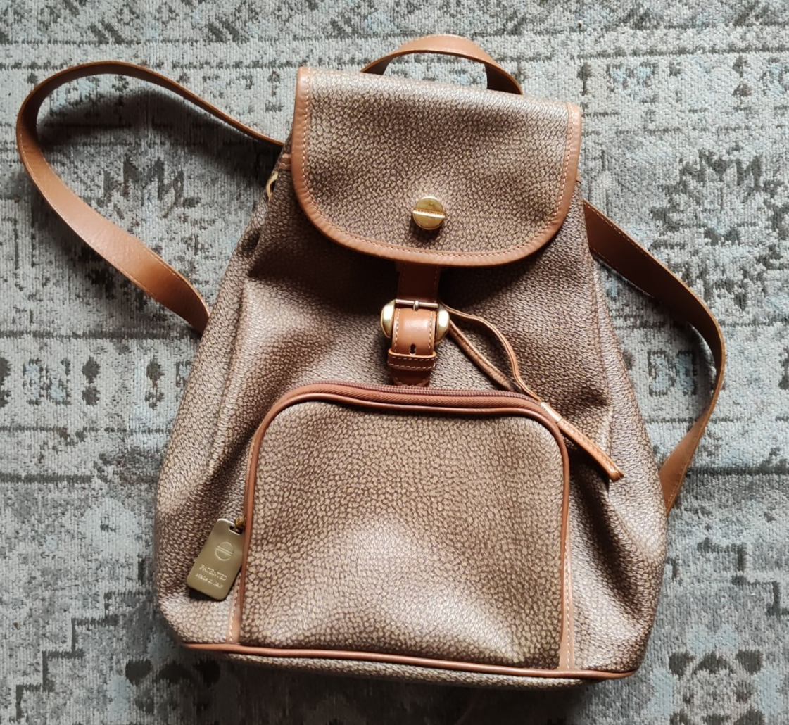 Vintage Redwall Italian  Black Leather Backpack Second Hand Moschino Bag by Redwall Leather Nylon Italy main image 2