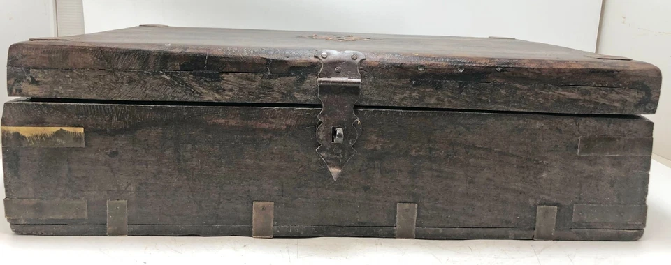 Antique Wooden Merchants' Cash Chest Box Original Old Hand Crafted - Image 3 of 4
