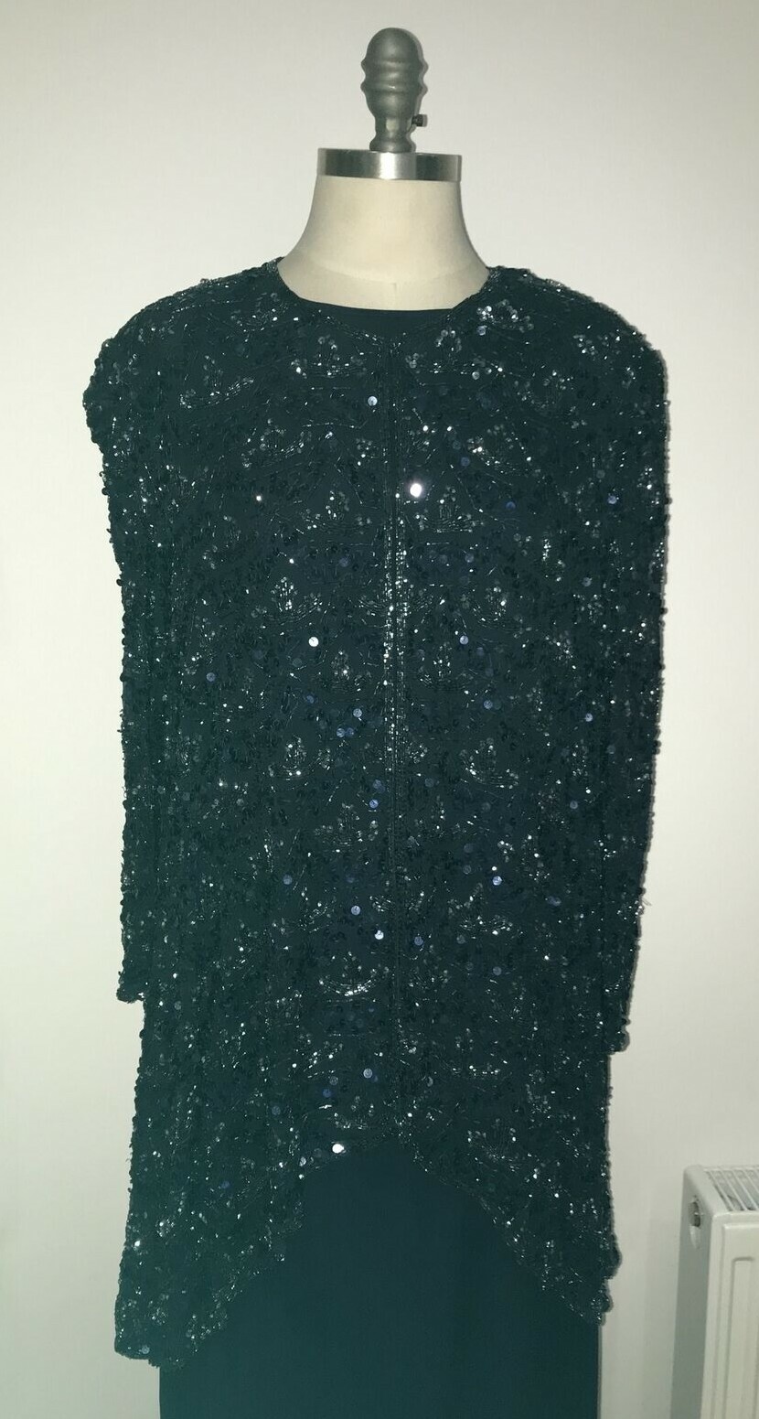 Frank Usher Sequin Jacket & Skirt, plus Navy Silk Top by Antonelli 2