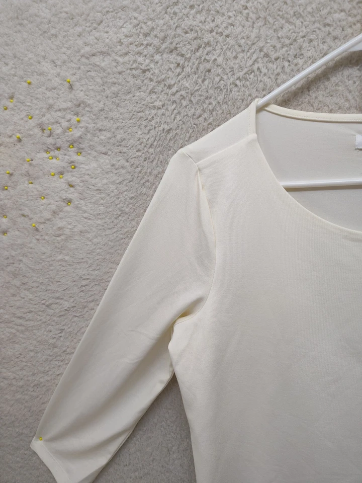 Camisa Charter Club Mujer Top Mediana Crema Mezcla Nailon Manga 3/4 Calce Regular Foto 2 de 4