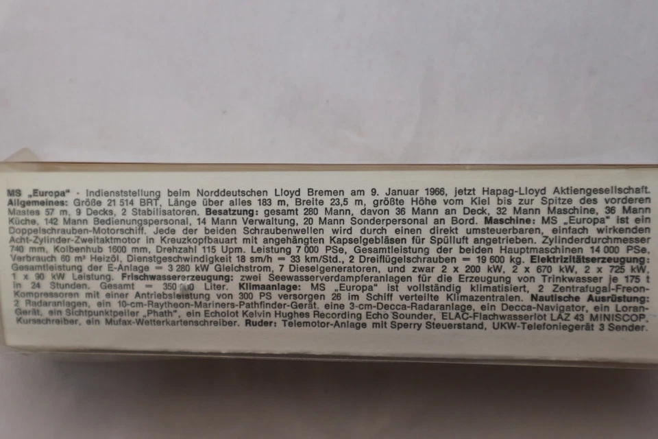 altes MS Europa Schiffsmodell, Wiking, Germany, Hapag Lloyd AG 21514 BRT 1:1250 - Bild 3 von 4