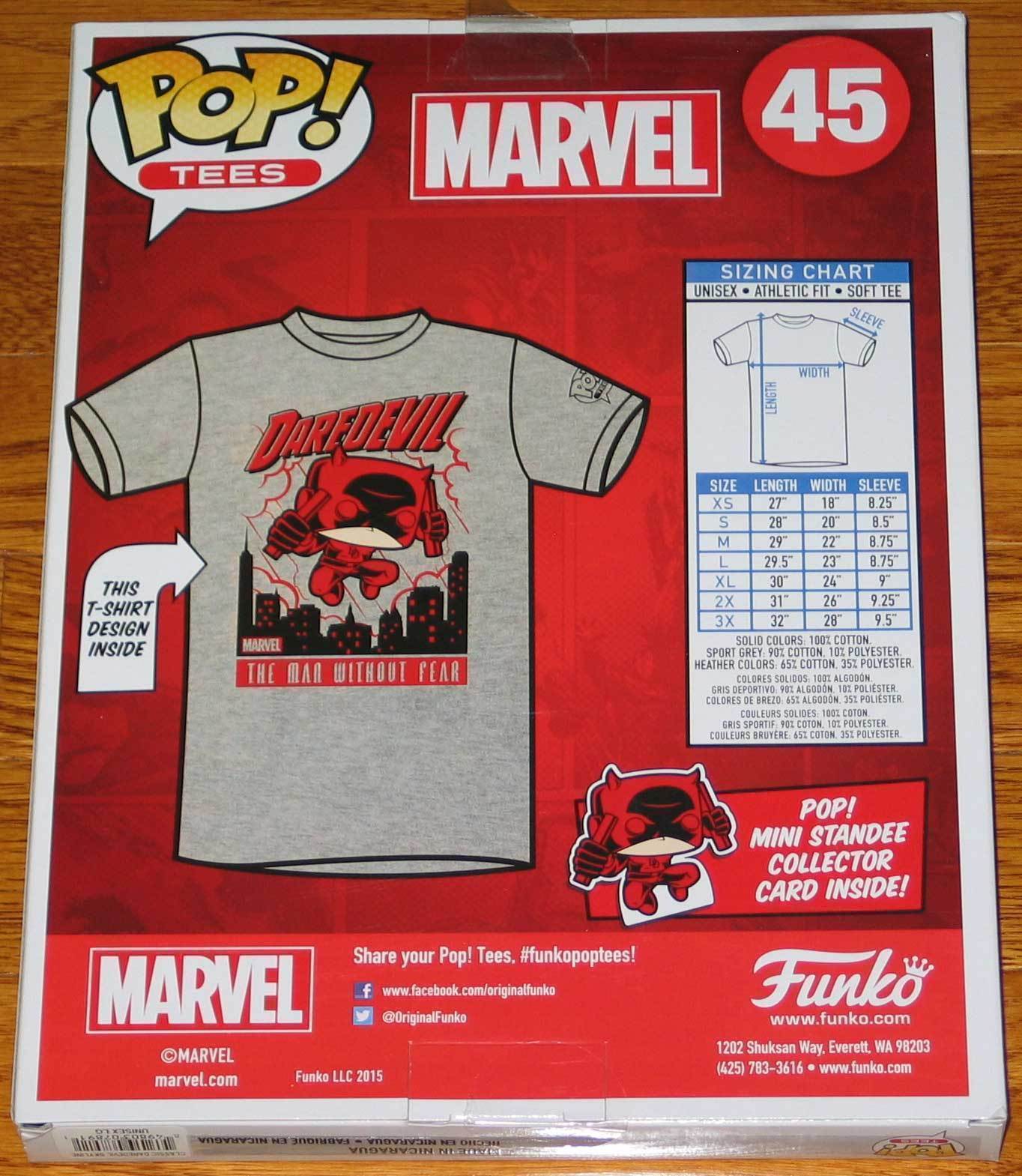 Funko Pop Tees Size Chart