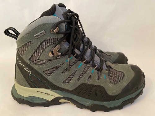 SALOMON gray Suede Hiking Boots Ladies 
