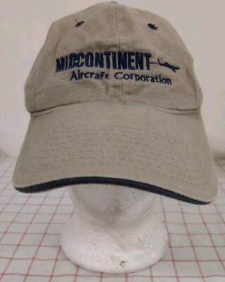 Mid Continent Aircraft Corporation Employee Cap Hat Beige Adjustable Embroidered