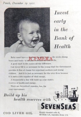 SEVEN SEAS Lebertran Vitamin Supplement ADVERT #2: Small 1951 Print 670/130