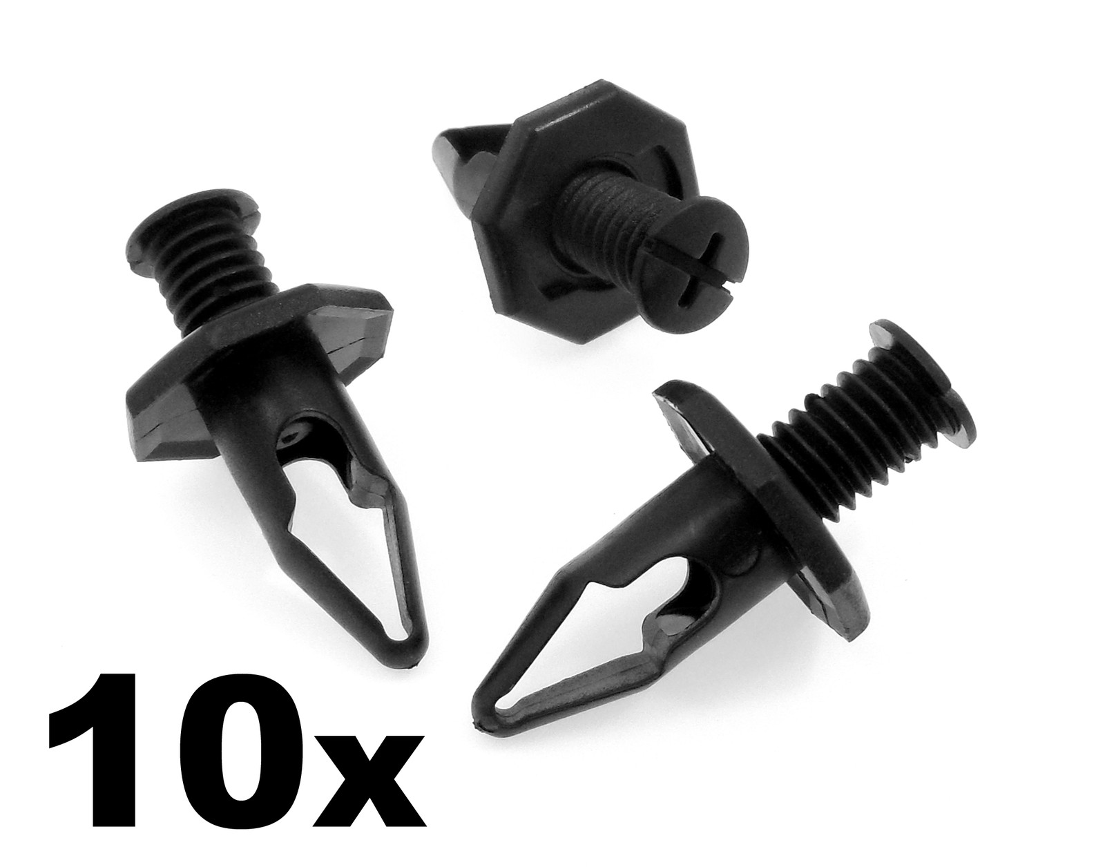 10x Honda Plastic Trim Clips 10mm Hole, Octagonal Head, Bumper Clips