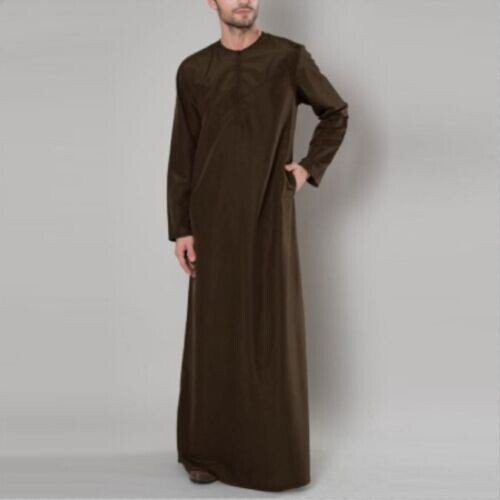 INCERUN Men Muslim Clothing Long Sleeve Hippie Saudi Abaya Kaftan Long Robe Tops