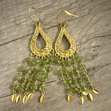 Gold Tone Teardrop Chandelier Dangle Earrings...