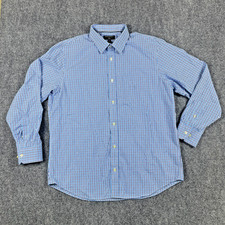 Banana Republic Dress Shirt Men XL 17-17.5 35/36 Blue Checkered Classic Non-Iron