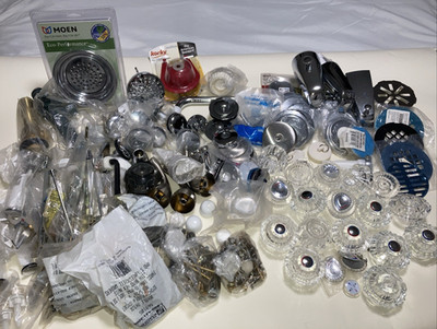 Assorted Plumbing Supplies showerheads, faucet handles, valve & more components