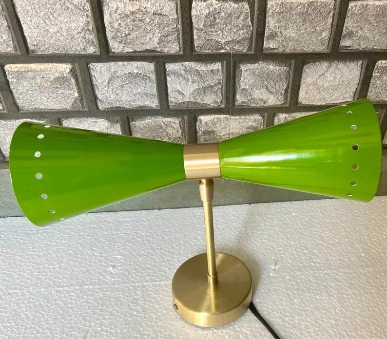 Green Brass Diabolo Wall Sconce Mid Century Modern Lighting Christmas Gift Item - Image 3 of 4