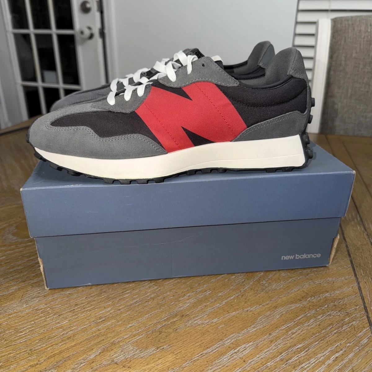 Authentic NEW BALANCE MS327FF Men\'s Black-Red Gray Sneaker Trainers Sz.10 New Balance 327 Black Red | eBay main image 4