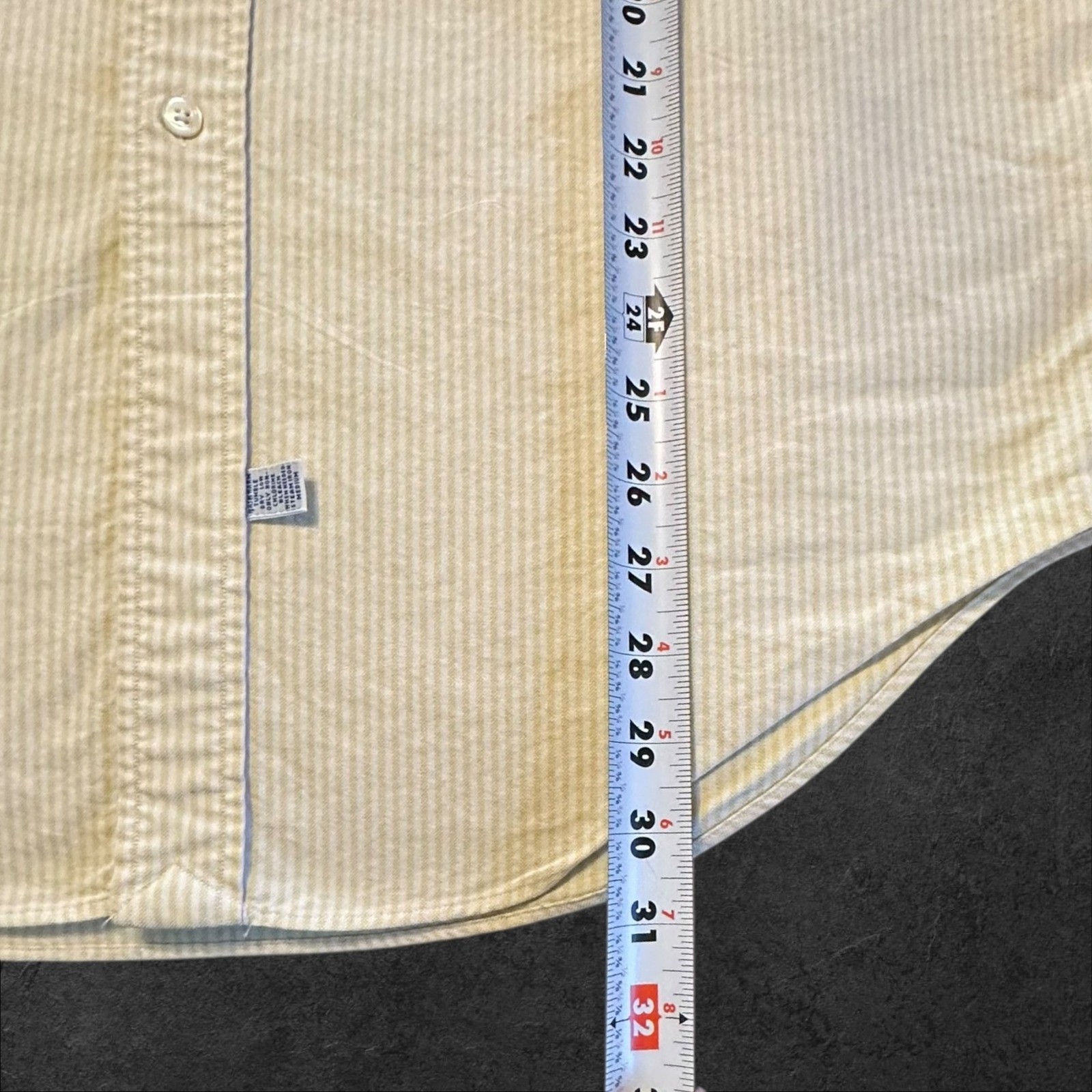 Polo Ralph Lauren Mens Yellow White Striped Seersucker Button Down Shirt XL thumbnail 3