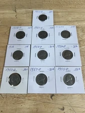 Vintage Estate Fresh Lot Of 8 Buffalo Nickles 1918-1958