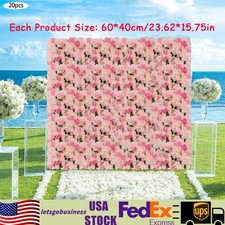 20 Pieces Flower Wall Panel Artificial Floral Backdrop Wall Decoration Backdrop