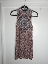 American Eagle Outfitters Dress Womens Small Brown Paisley High Neck Sleeveless