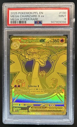 2025 Pokemon Phantasmal Flames Mega Charizard X ex Hyper Rare #130/094 PSA 9