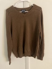 Lands End Mens M 38-40 Brown Heavy Cotton Pullover Knit Sweater Made in Japan