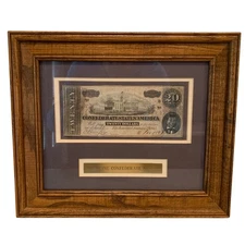 CSA 1864 Confederate States $20 Bill T67 Nashville Capitol Framed w/ COA