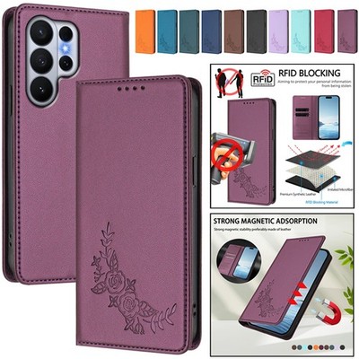 For Samsung S26 S25 S24 S23 S22 S21 FE Ultra Wallet Case RFID Leather Flip Cover