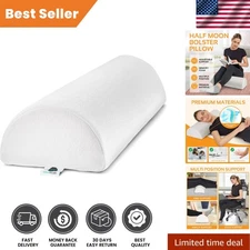 Ergonomic Half-Moon Bolster Pillow, 22.1” x 8.7” for Head & Lower Back Relief