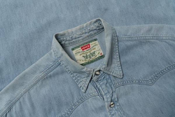 Men Levi's Shirt Turquoise Cotton 38 / M / 46