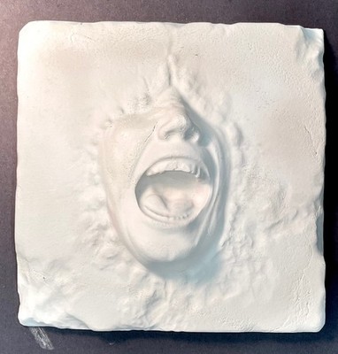 Unique Plaster Mask White (unpainted) Bottom Part of Face Nose Open Mouth Scream