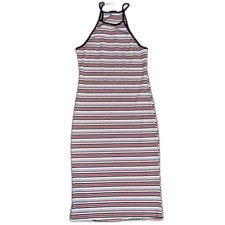 Rue 21 Womens Large Striped Colorful Midi Dress Bodycon Sleeveless