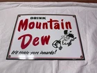 Vintage Mountain Dew Sign - Yahooo Hill Billy Soda Gas Station Porcelain Sign